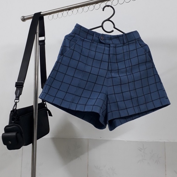 Pass thanh lý quần short ngắn Marc Fashion sọc caro xanh size S