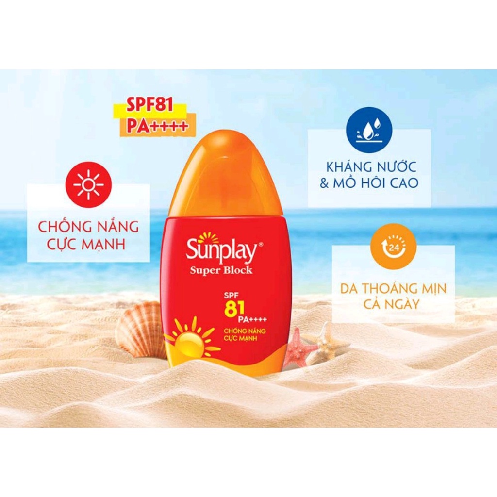 Date T7-25 Sữa chống nắng cực mạnh Sunplay Super Block SPF 81, PA++++ 70gr