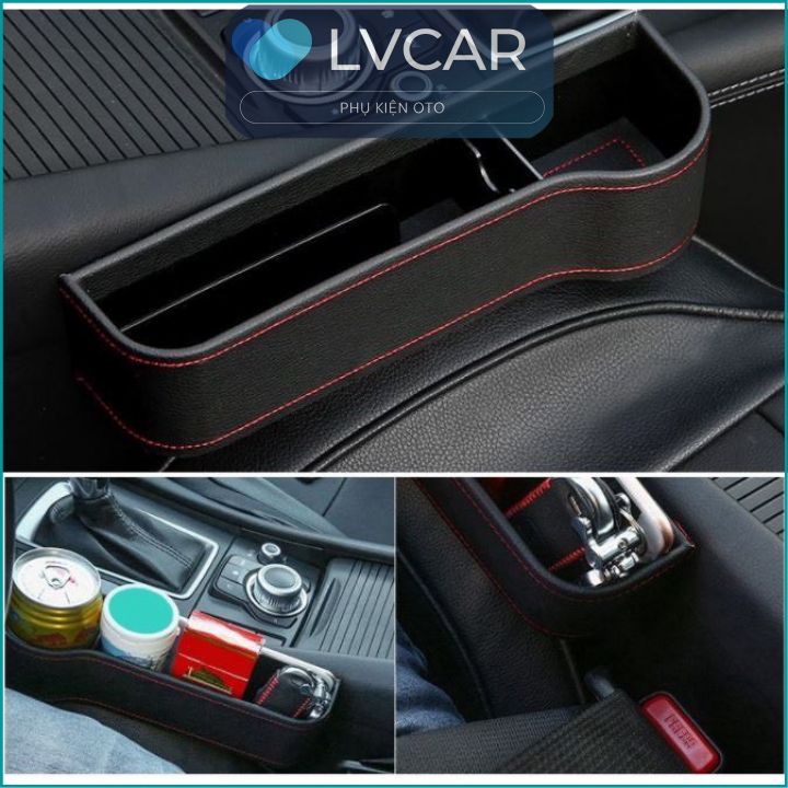 Khay để đồ khe ghế bằng da cho ô tô, chống rơi đồ hiệu quả. Khay đựng đồ đa năng tiện lợi