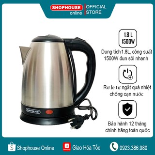 Ấm siêu tốc inox 1,8L Sunhouse SHD1182 - Bảo hành 12 tháng