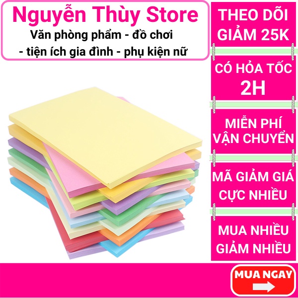 Bộ giấy 50, 100 tờ khổ A4 đẹp nét - Bộ giấy bìa dày A4 chất lượng tốt , Nguyễn Thùy Store
