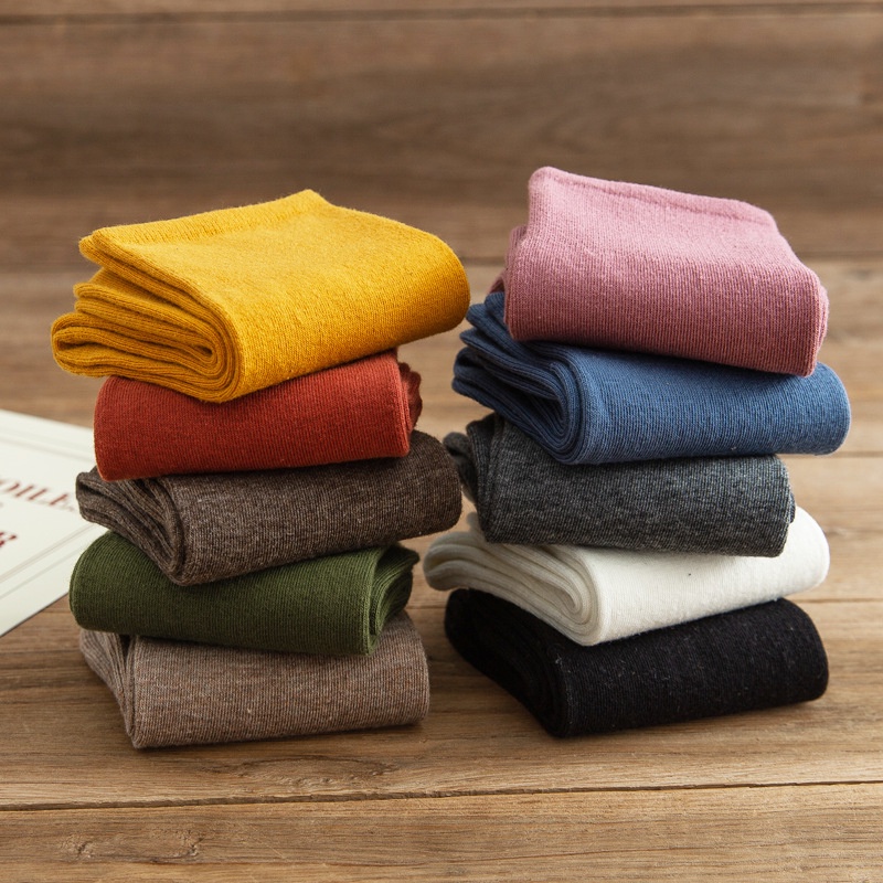 Vớ Thể Thao Cotton Harajuku Màu Sắc Đơn Giản