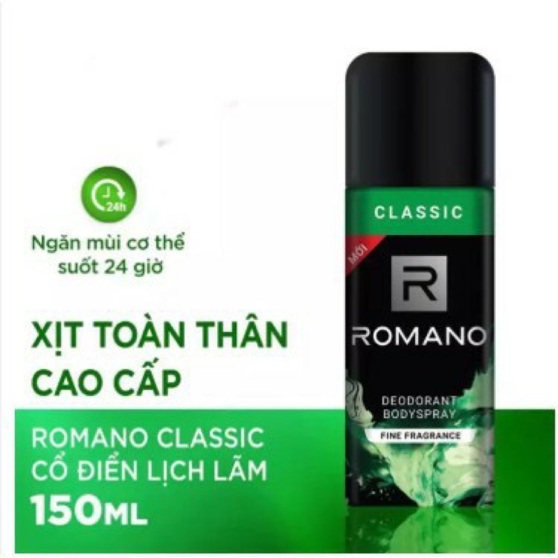 Xịt Khử Mùi Toàn Thân ROMANO 150ml