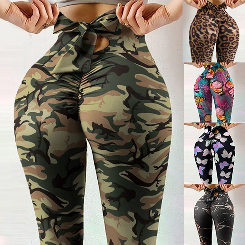 Quần Legging Thể Thao Lưng Cao Dáng Ôm Đính Nơ Thời Trang Cho Nữ