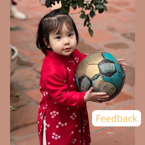 Áo dài cách tân đỏ hoa đào phối tay TẶNG KÈM MẤN cho bé xinh xắn dễ thương áo dài cho mẹ và bé