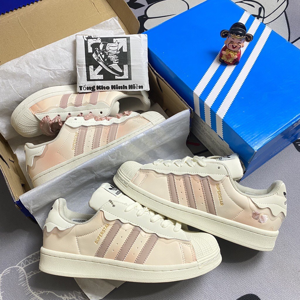 Giày thể thao Adidas Superstar với 3 mẫu sò hot 2022,Giày sneaker Adidas Sò trắng kem , hồng dễ phối đồ hot 2022