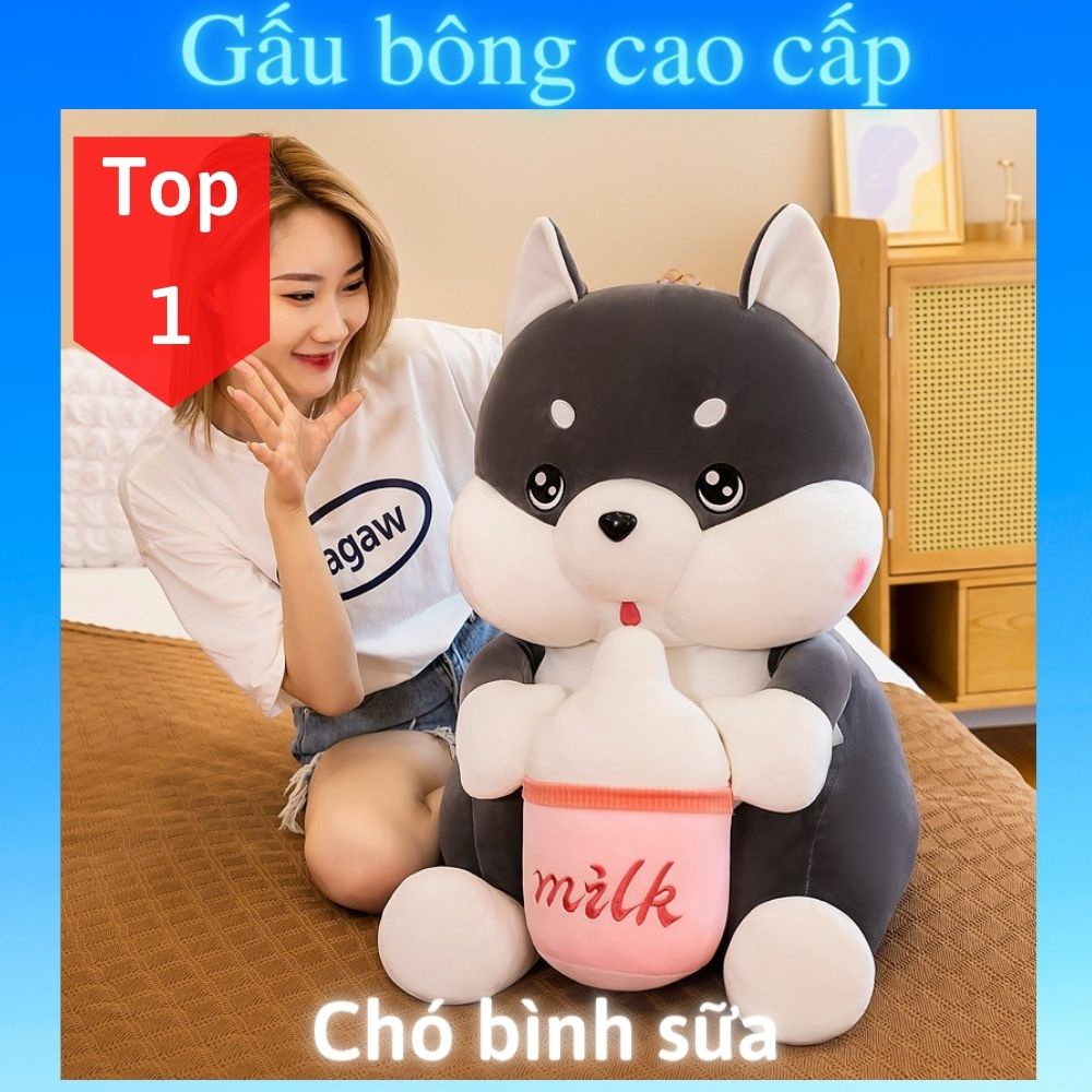 Gấu bông to Chó mũi tim 🛡𝑯𝒂̀𝒏𝒈 𝑪𝒂𝒐 𝑪𝒂̂́𝒑🛡, gối ôm hình thú nhồi bông siêu cute, kích thước 1m3 / 1m