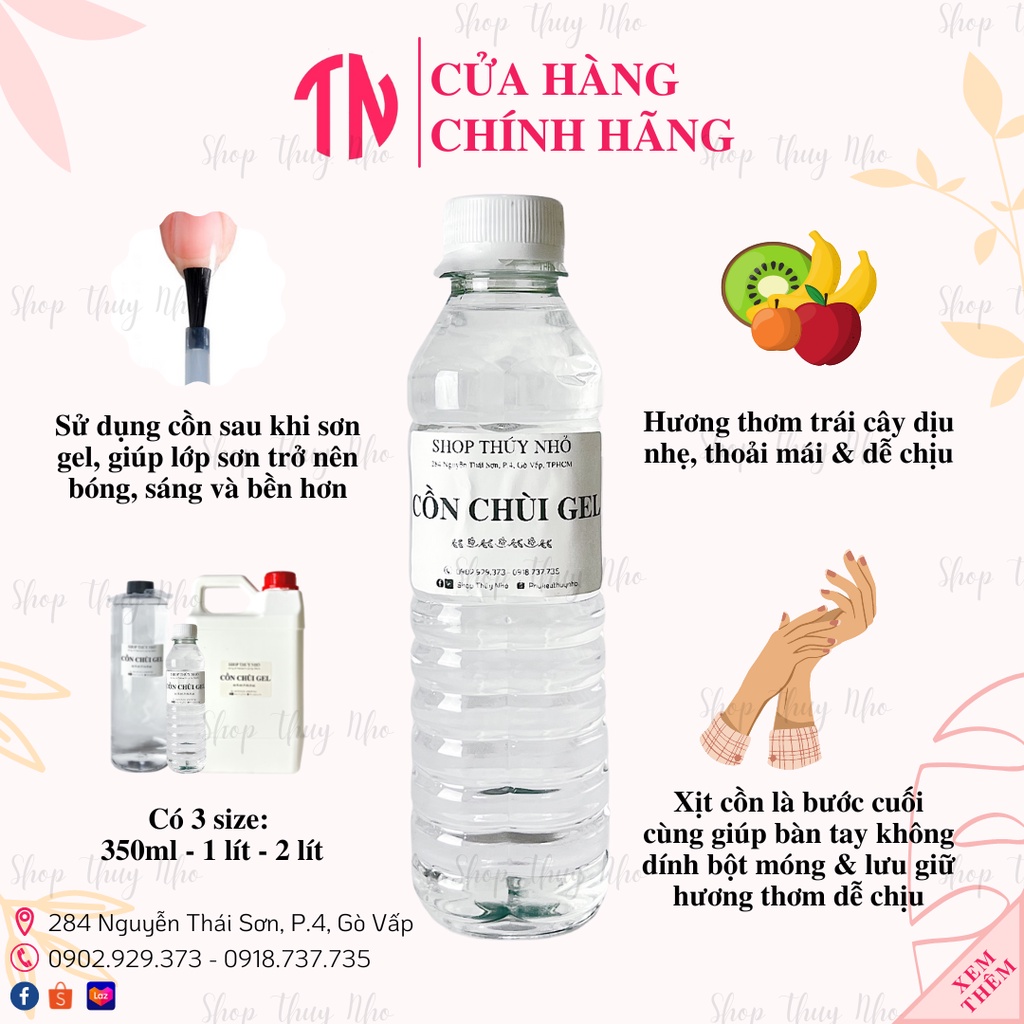 Cồn thơm chùi, lau gel - 350ml sử dụng sau khi sơn gel dụng cụ làm móng tay nail chuyên nghiệp nghệ thuật