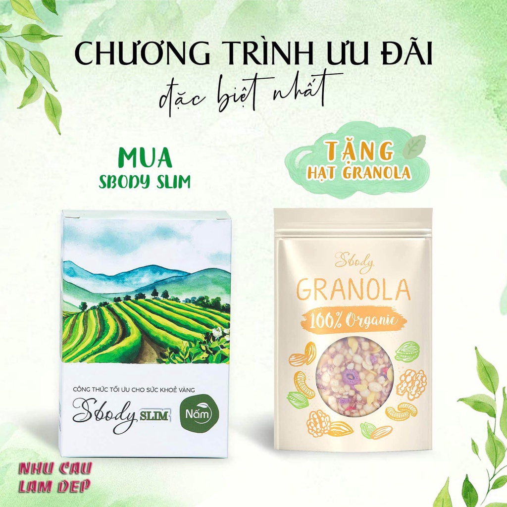 Giảm Cân Nấm Sbody slim Dạng Viên  Tặng Granola