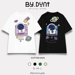 Áo thun cặp đôi BY.DUNI nam nữ form rộng Local Brand tay lỡ unisex, áo cặp quà tặng bạn thân vải cotton SPACE FULL BOX