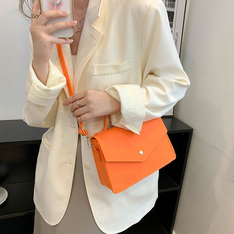 Mischa Túi Đeo Chéo Vai Nhỏ Màu Trơn Bằng Vải Không Dệt Phong Cách Phương Tây Đơn Giản Dễ Phối Đồ