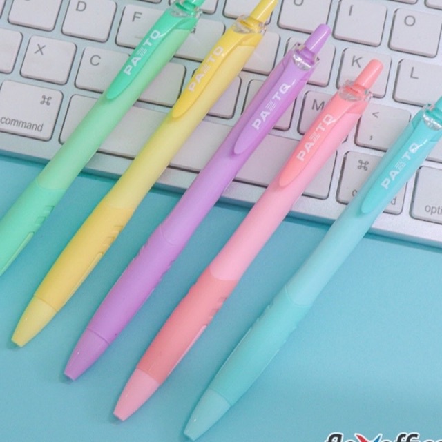 SET 5 cây bút gel mực xanh 0.6mm Pazto vỏ nhiều màu pastel xinh xắn Thiên Long Fo-GelB039