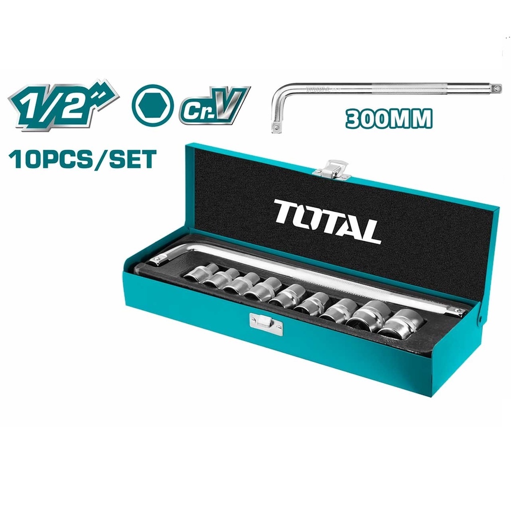 Bộ 10 đầu tuýp thép CRV 1/2 inch Total THTL121101