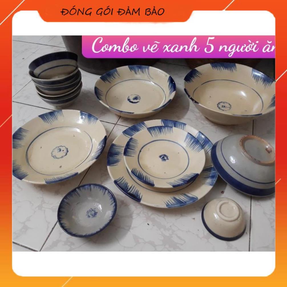 Combo chén dĩa nam bộ phết xanh 5 người ăn