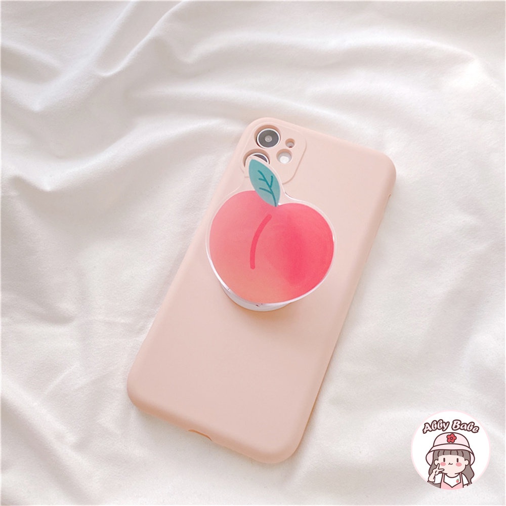 Ốp Điện Thoại TPU Mềm Chống Mồ Hôi Có Giá Đỡ Hình Quả Đào Hồng Cho IPhone 14 Pro Max 11 7Plus 13 12 11 Pro Max X XS
