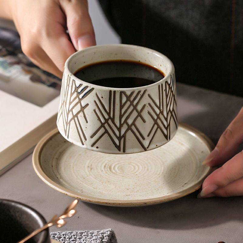 Bộ Tách Uống Trà / Cà Phê Bằng Đá Cao Cấp Phong Cách Retro Nhật Bản