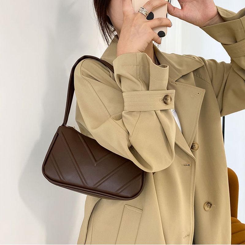 SUPERCUTE Túi Đeo Vai Màu Trơn Chất Liệu PU Cao Cấp Phong Cách Phương Tây Dễ Phối Đồ