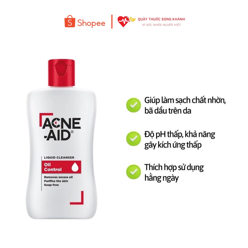 Sữa rửa mặt Acne Aid Liquid Cleanser giúp làm sạch da hết lo mụn trứng cá 100ml