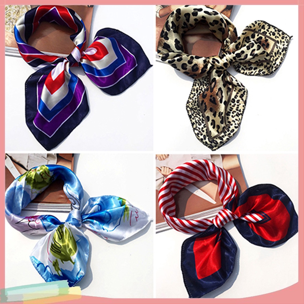 Khăn choàng cổ làm bằng lụa nhân tạo thiết kế xinh xắn dành cho phái đẹp