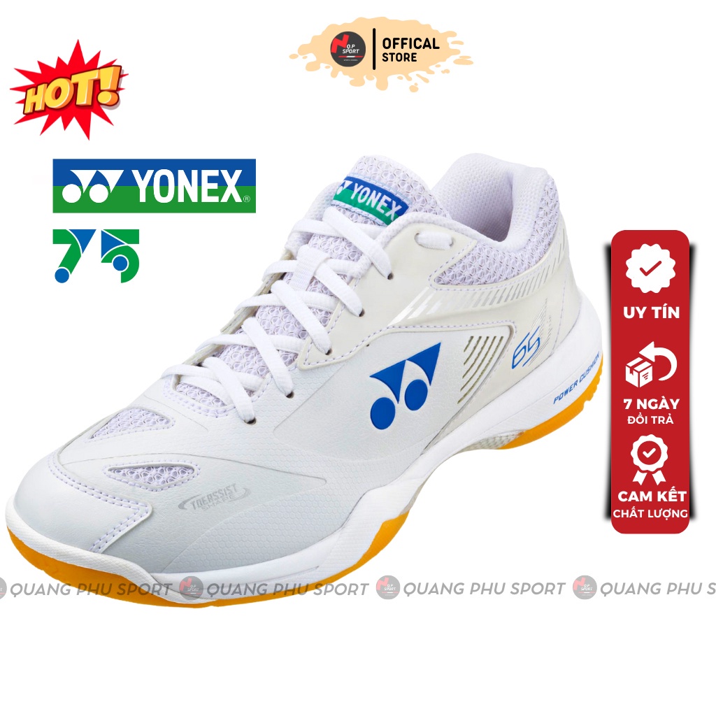 ↗️ Giày Đánh Cầu Lông Nam Nữ Yonex 75TH 65Z2, Đế Cao Su Đàn Hồi, Chống Lật Cổ Chân_Màu Trắng