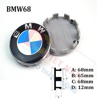 Logo chụp mâm, ốp lazang bánh xe ô tô BMW đường kính 68mm và 55mm Nhựa ABS