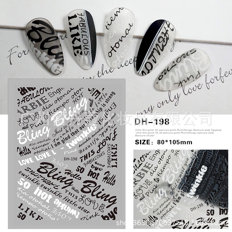 Sticker & Decal dán móng tay chữ 3