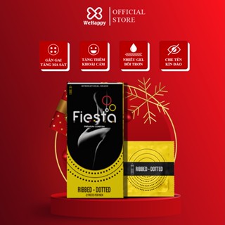 Bao Cao Su Siêu Mỏng Gân Gai Bo Đầu Fiesta Ribbed Dotted Hộp 12 Cái - Happy Man