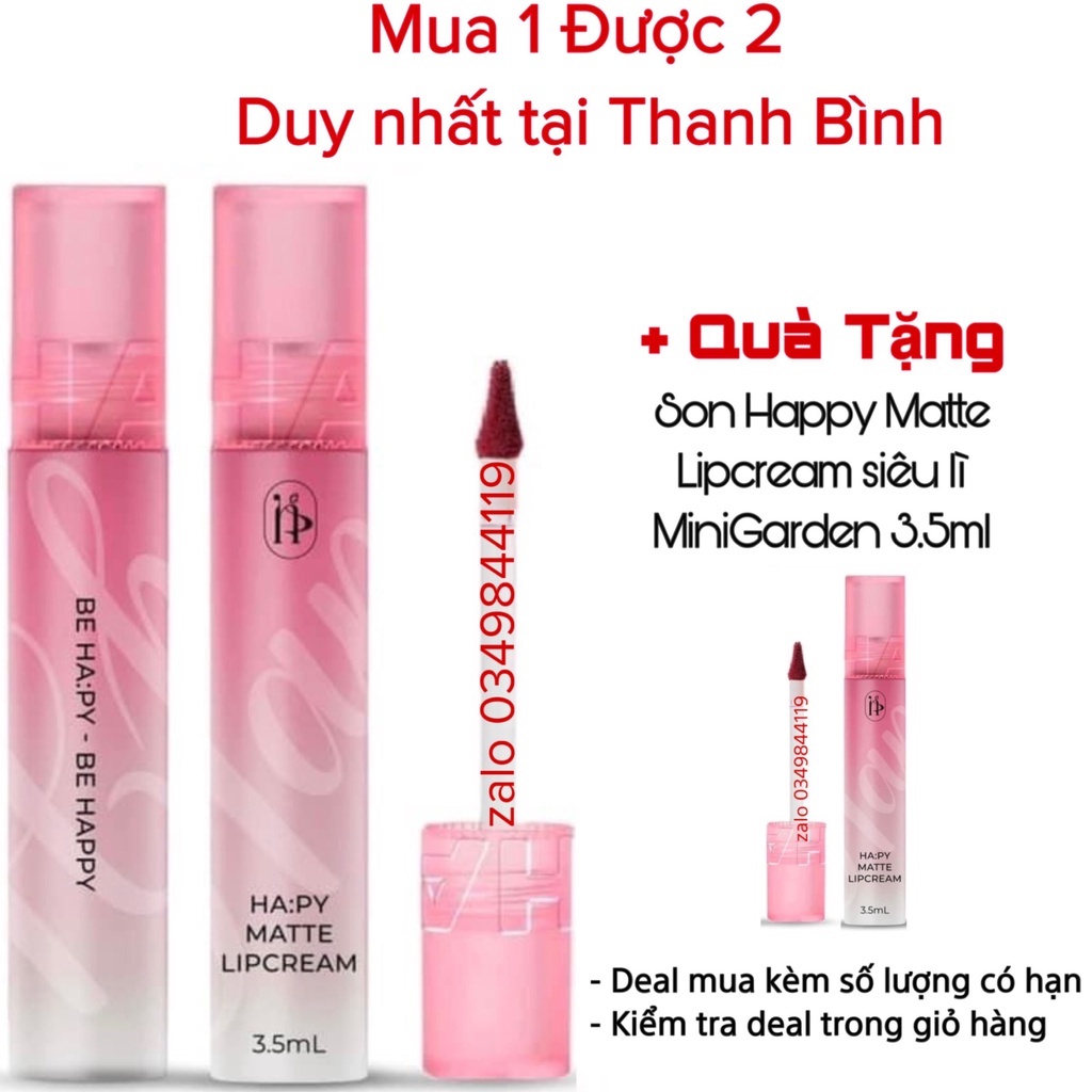 Son Happy Matte Lipcream siêu lì kháng nước lâu trôi MiniGarden 3.5ml phiên bản mới 2023