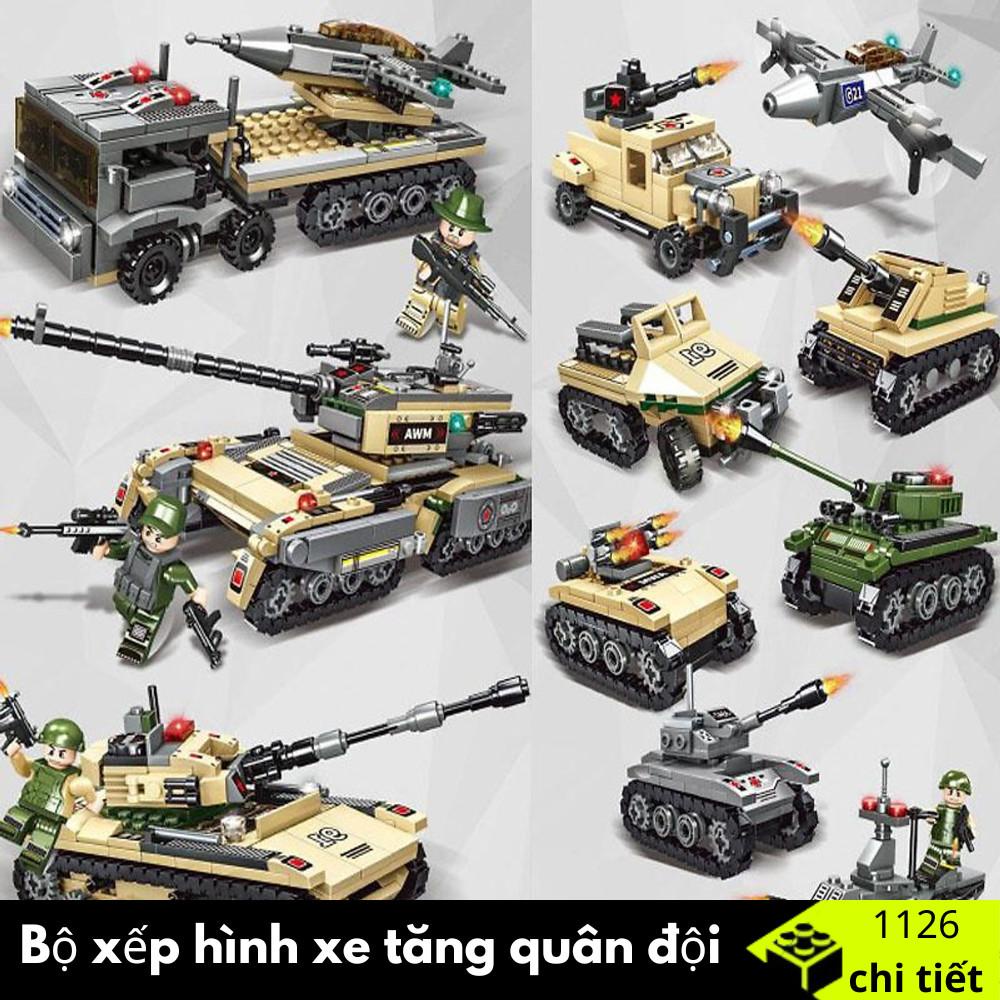 BỘ XẾP HÌNH XE TĂNG QUÂN SỰ, XE BỌC THÉP 1126 chi tiết, 27 mẫu mã cực ngầu