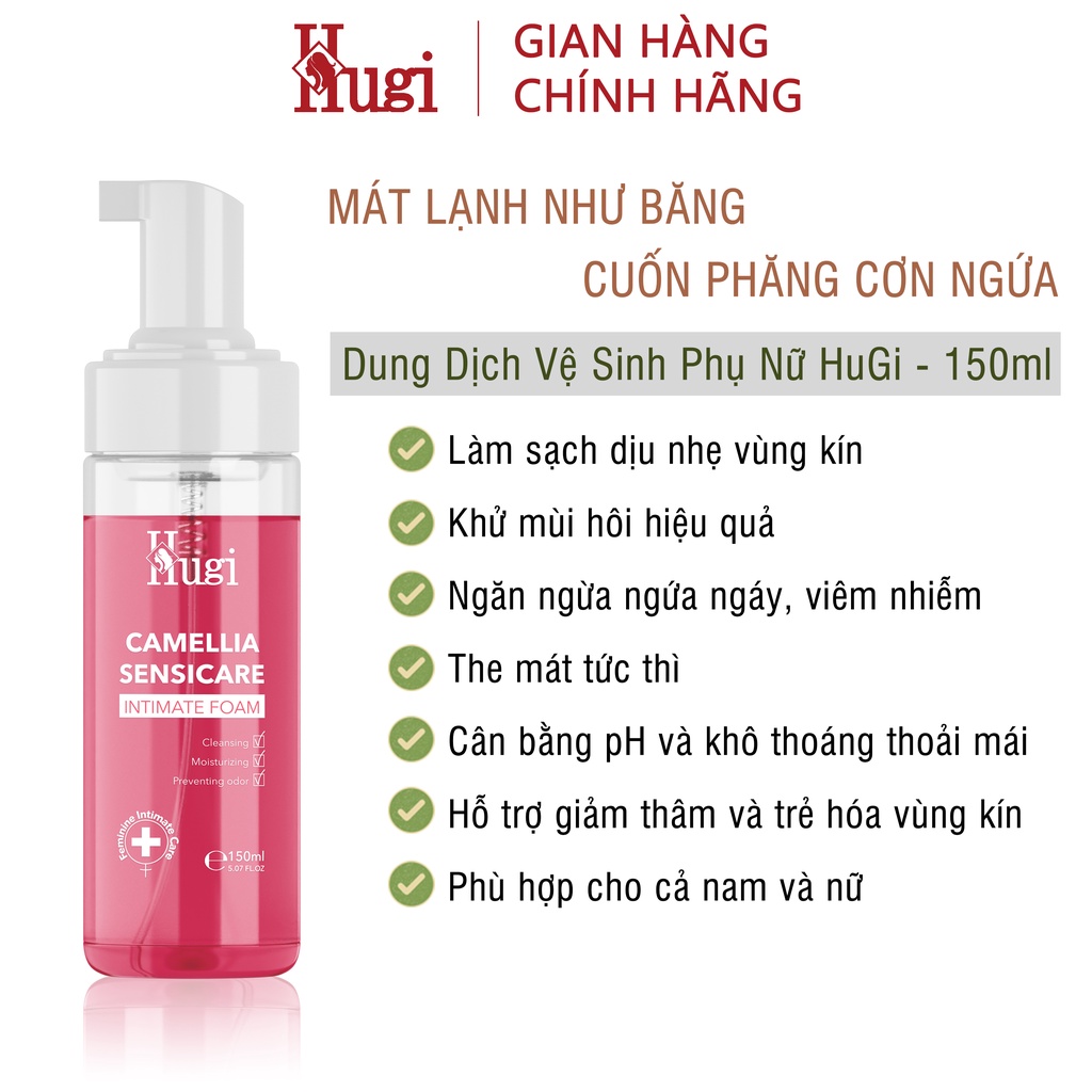 Dung Dịch Vệ Sinh Phụ Nữ HuGi Giảm Ngứa Tức Thì Sạch Mát Thơm Hồng Chính