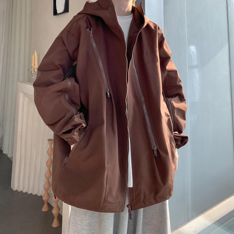 Áo Khoác Cardigan Có Mũ Trùm Cổ Cao Màu Đen Phong Cách Samurai Mỹ Cho Nam Fru257