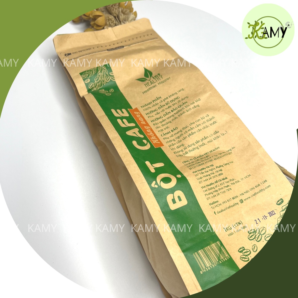 Cà phê VIETHEALTHY chỉ có nhân không rang nhiều dưỡng chất thải độc đại tràng enema thụt tháo túi 1kg (Gerson)