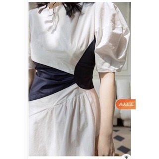 đầm dáng xoè phối màu eo koreastyle