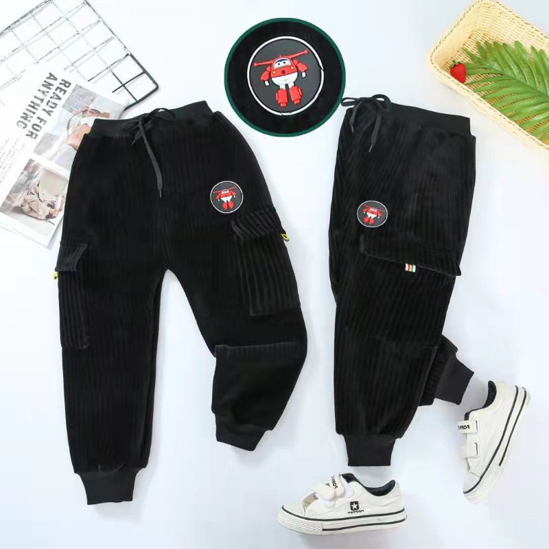 QUẦN Nhung lót nỉ túi hộp bé trai dày ấm