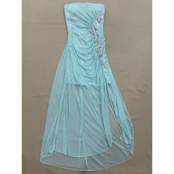 (D890) Đầm cúp ngực dạ hội màu xanh ngọc xuất khẩu (Size M) - Thanh lý vnxk