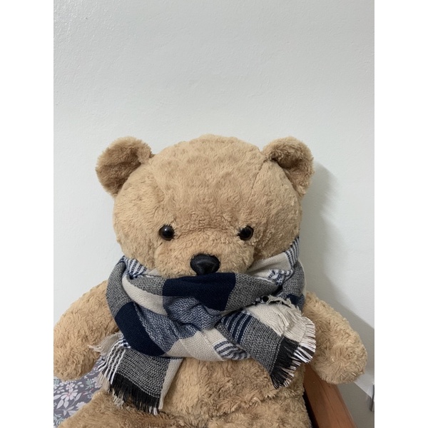 Khăn Quàng Cổ Mỏng Nhẹ Kẻ Caro Xanh Đen Tua Rua Vintage Unisex Nam Nữ