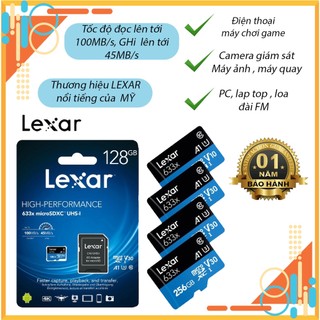 Thẻ nhớ Micro SDXC Lexar 32GB/64GB/128GB/256GB - Tốc độ đọc 100MB/s -Tương thích các thiết bị
