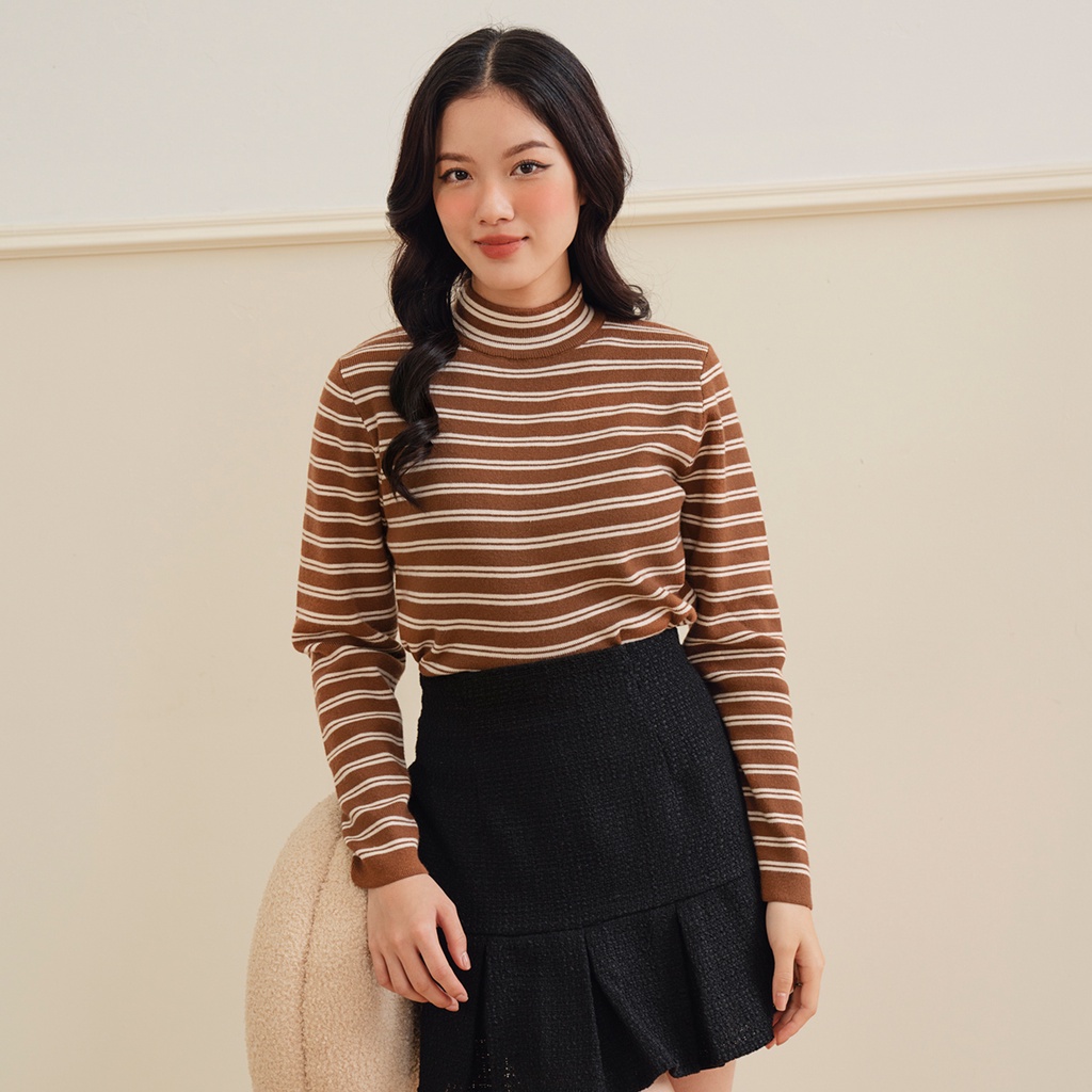 BLEUBIRD Áo len dệt kim kẻ ngang Wally Knittop