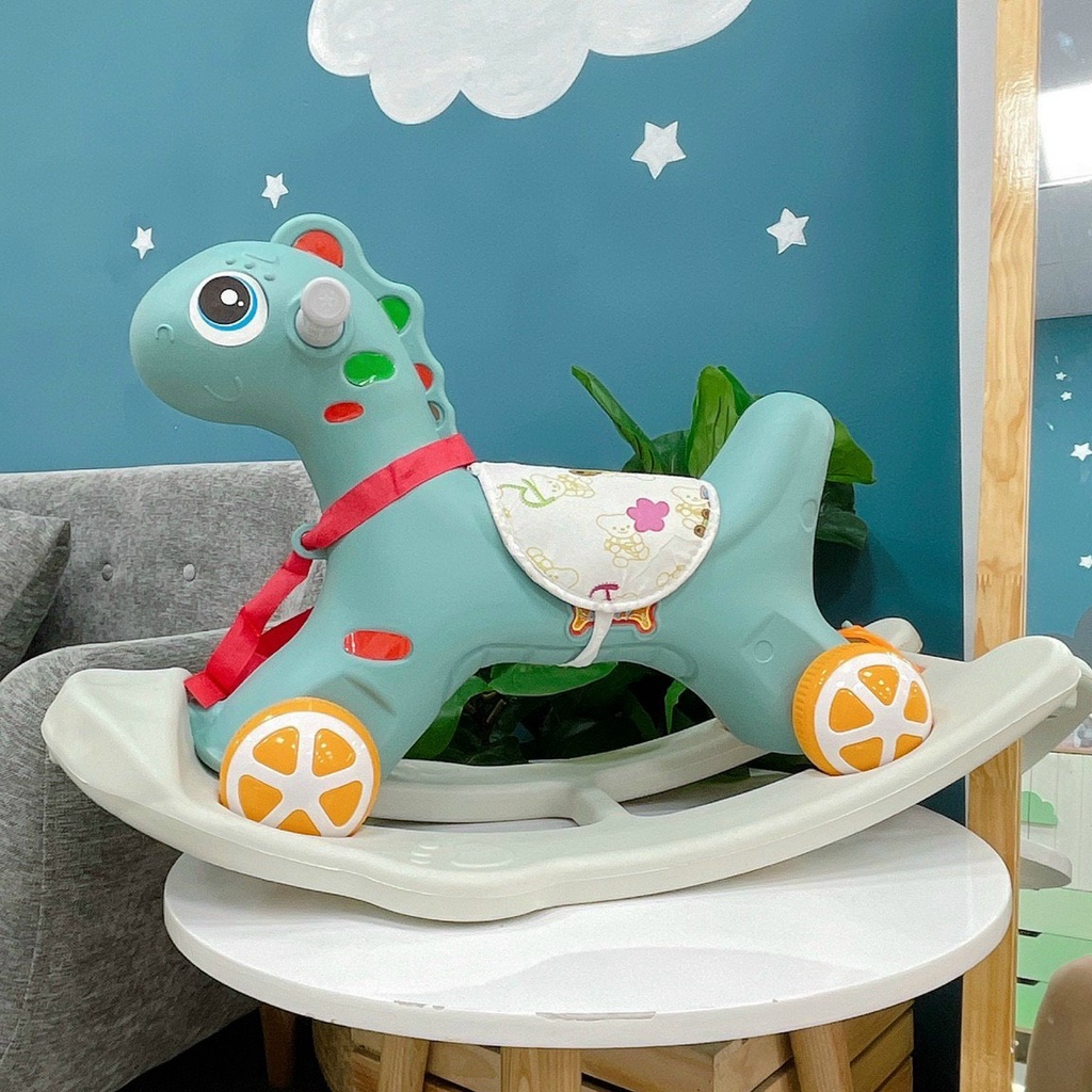 Đồ chơi ngựa bập bênh kiêm xe chòi chân có nhạc cho cé