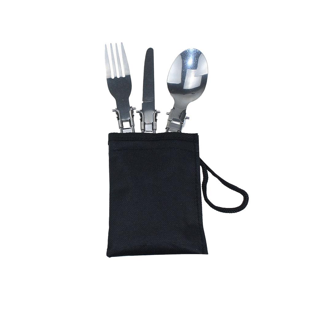 Bộ Dụng Cụ Ăn 3 Trong 1 Bằng Thép Không Gỉ Kèm Túi Đựng Tiện Lợi