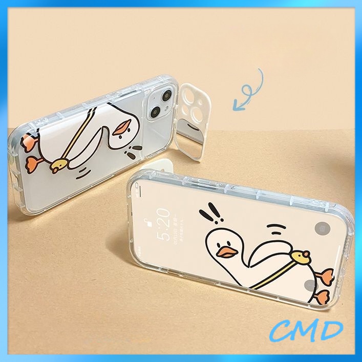 Ốp Lưng iPhone Camera Hoa Thỏ Hoa  Giá đỡ nắp lật Gương trang điểm Vịt con Cho Iphone 6 / 6S / 6splus / se / 7 / 7plus / 8 / 8plus / X / xs / xsmax / 11 / 12 / 13 / 14 / Plus / Pro / Pro Max-8001