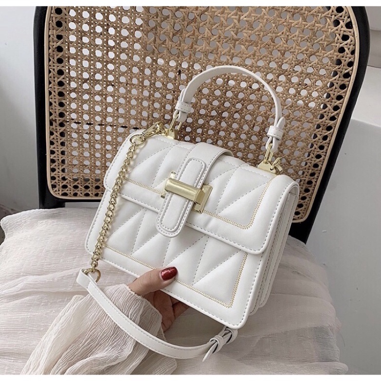 Túi đeo chéo nữ cầm tay trần trám 1 dải 2 ngăn Jellyshop