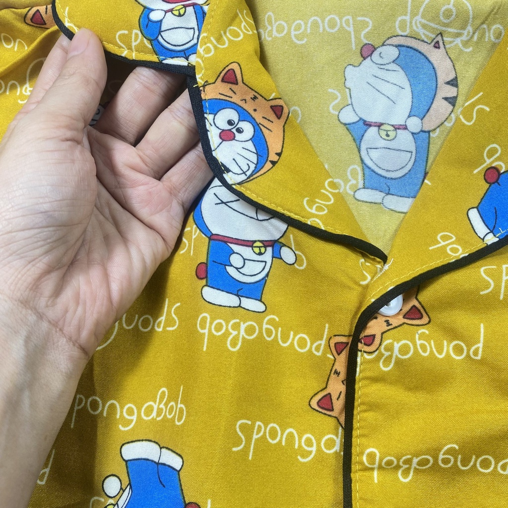 Cotton Đũi Nhật Bản 9-42kg pijama Doremon Vàng CD15 tay dài quần dài  bé trai gái