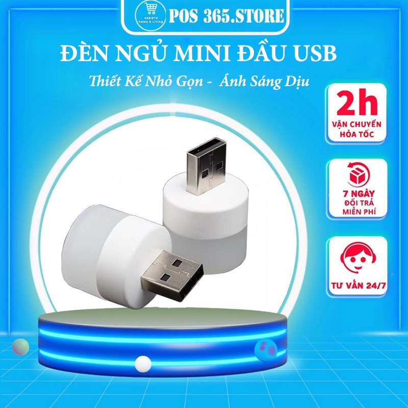 Đèn Ngủ Mini Hình Tròn Bóng LED - Cổng USB Tiện Lợi POS365