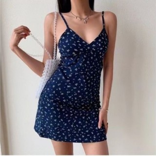 Đầm/váy hai dây cổ chữ v in họa tiết [FREESHIP]