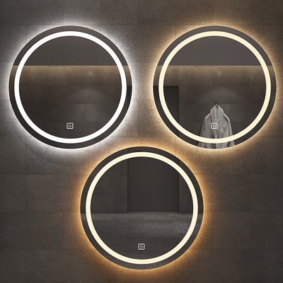 Gương tròn treo tường led 3 màu cảm ứng trang trí bàn trang điểm, phòng tắm LikiDecor