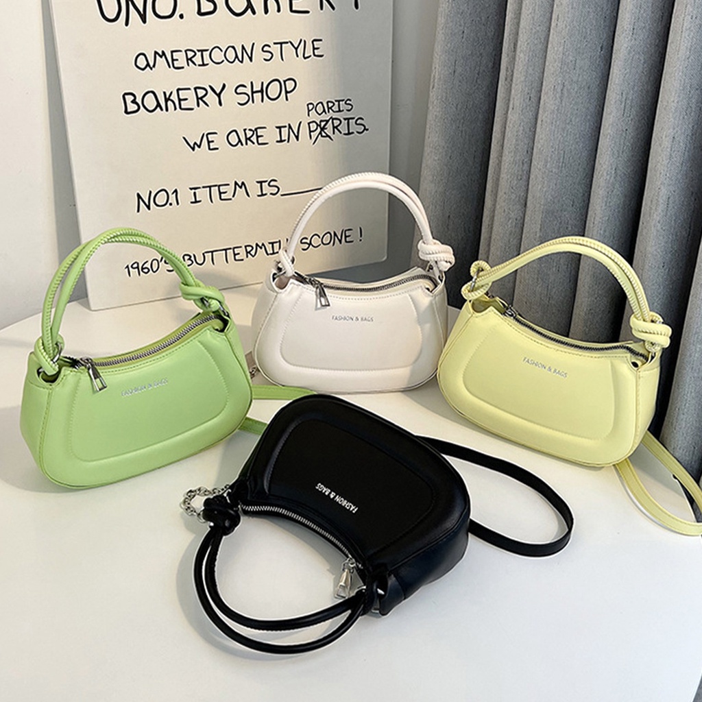 ❤ Túi đeo vai đơn Phong cách giản thanh lịch Da PU màu trơn Tay cầm thoải mái Hàn Quốc cho chuyến đi chơi hẹn hò