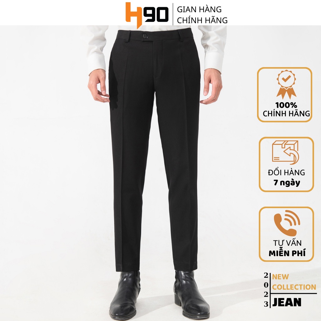 Quần Âu Nam H90 Đen Dáng Slimfit Ôm Nhẹ Cạp Phẳng, Quần Tây Công Sở Chất Vải Cao Cấp Chống Nhăn Giữ Đứng Form | BigBuy360 - bigbuy360.vn