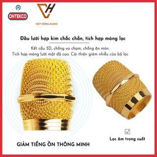 2 cái  Đầu lưới chụp Micro thép mạ vàng - Rọ Micro cao cấp tháo từ micro ONTEKCO E6s màu vàng