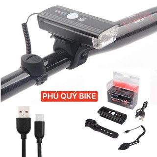Đèn còi xe đạp hj-062 sạc usb chống nước mưa
